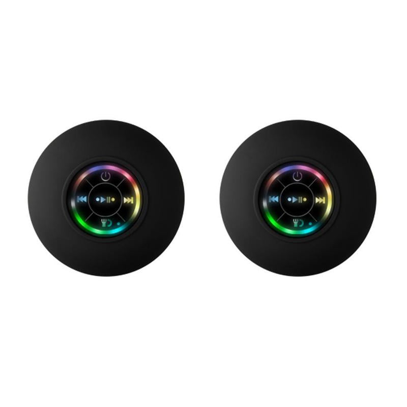 Mini Bluetooth Shower Speaker with LED Light, Portable IPX4 Waterproof, Hands-Free Speakerphone. Rechargeable Using Micro USB, Wireless Stereo for Beach, Shower & Home