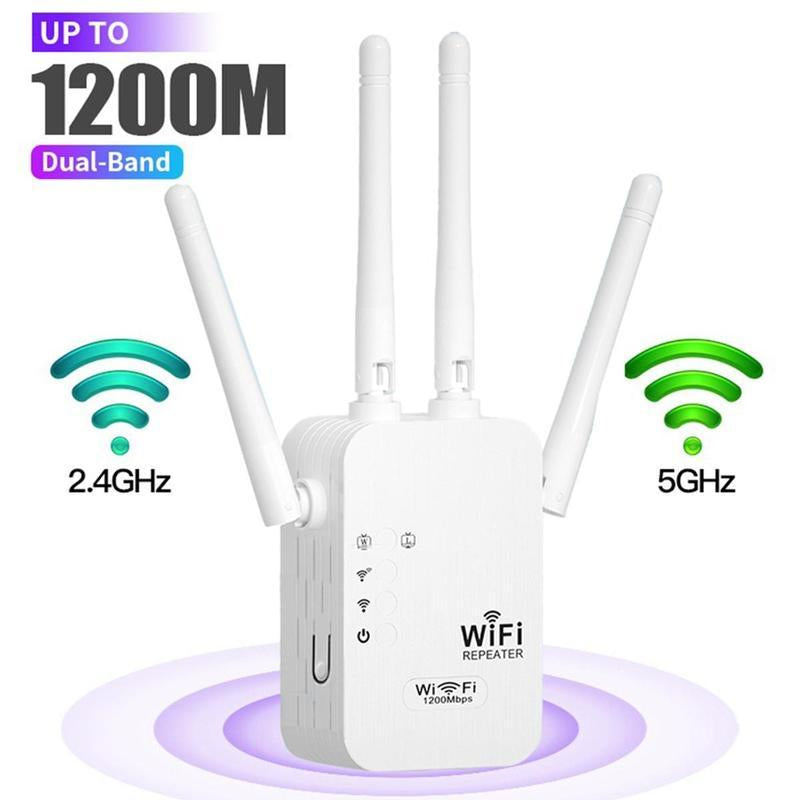 📶 2025 WiFi Extender — 1200Mbps Dual-Band (5GHz/2.4GHz) Internet Signal Booster | Covers Up to 10,000 Sq. Ft & 50 Devices | WiFi Repeater with Ethernet Port for Home & Office