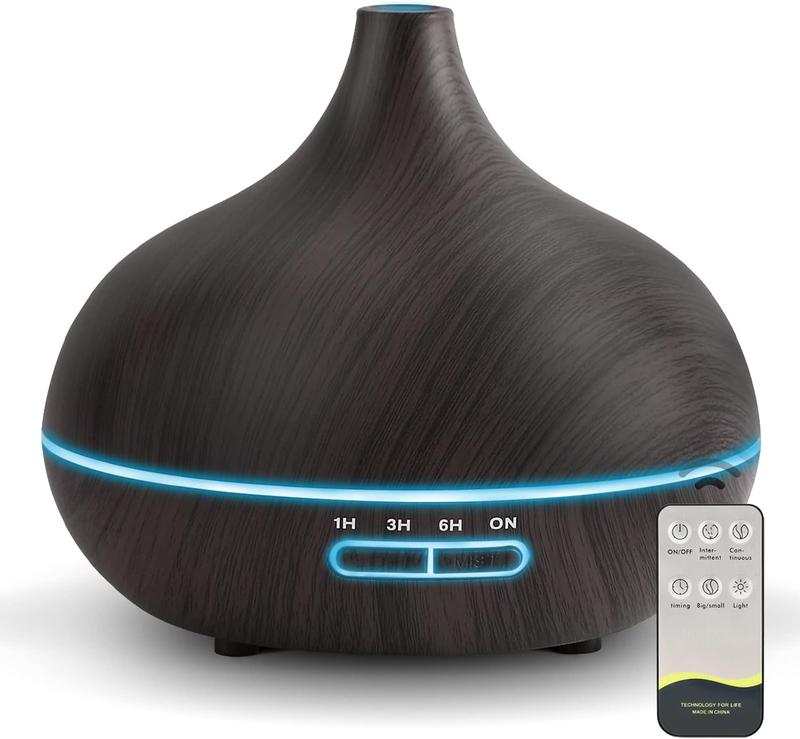 đż 550ml Essential Oil Diffuser for Large Rooms â Ultrasonic Aroma Diffuser with Remote Control, Timer, & 7-Color LED Light | Quiet Humidifier for Bedroom & Home Relaxation