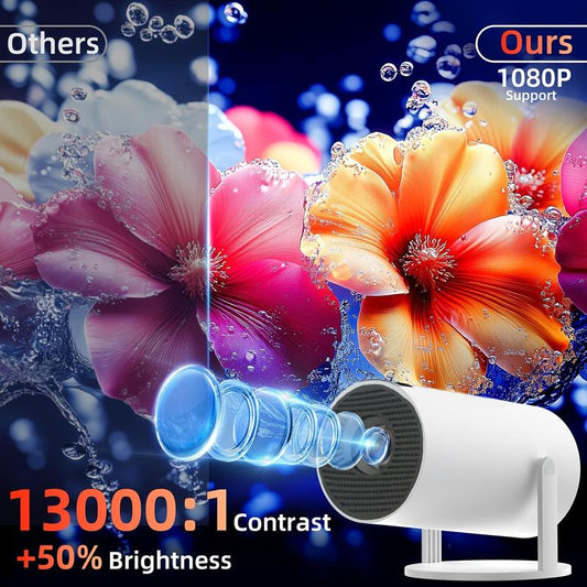 π₯ 2025 Smart Mini Projector β Portable Wi-Fi 6 & Bluetooth 5.2 Home Theater | Built-In Streaming Apps, 180Β° Ceiling Projection, 1080P HD Display, Auto Keystone, Compact Travel-Friendly Design π¬