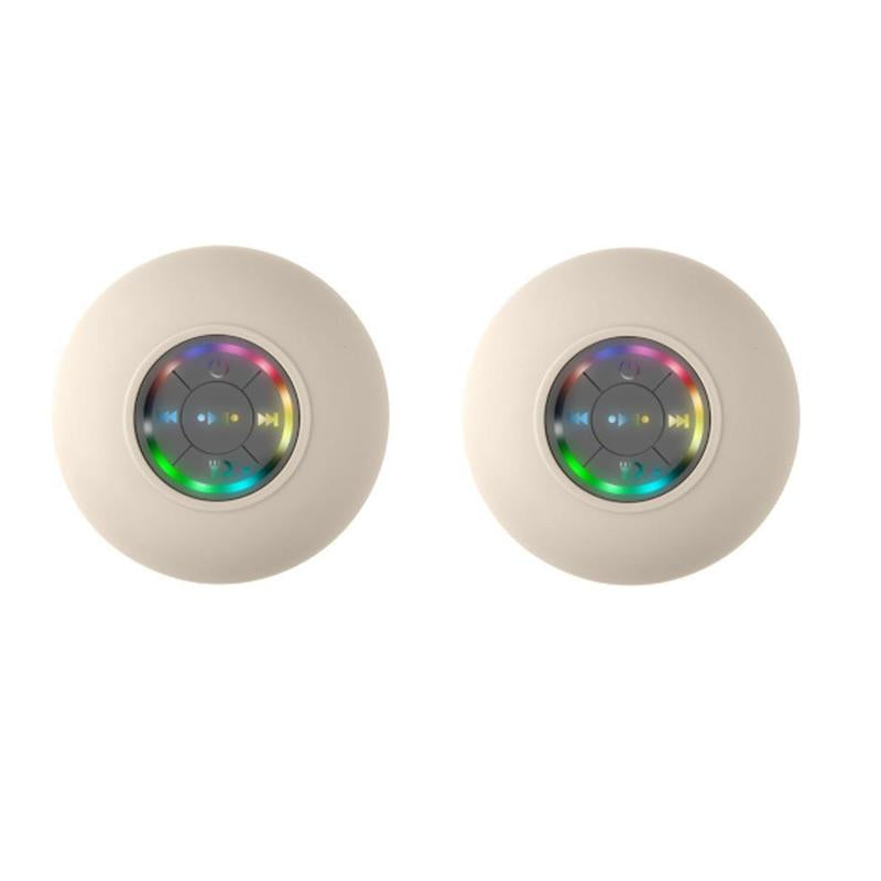 Mini Bluetooth Shower Speaker with LED Light, Portable IPX4 Waterproof, Hands-Free Speakerphone. Rechargeable Using Micro USB, Wireless Stereo for Beach, Shower & Home