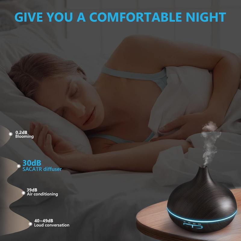 đż 550ml Essential Oil Diffuser for Large Rooms â Ultrasonic Aroma Diffuser with Remote Control, Timer, & 7-Color LED Light | Quiet Humidifier for Bedroom & Home Relaxation
