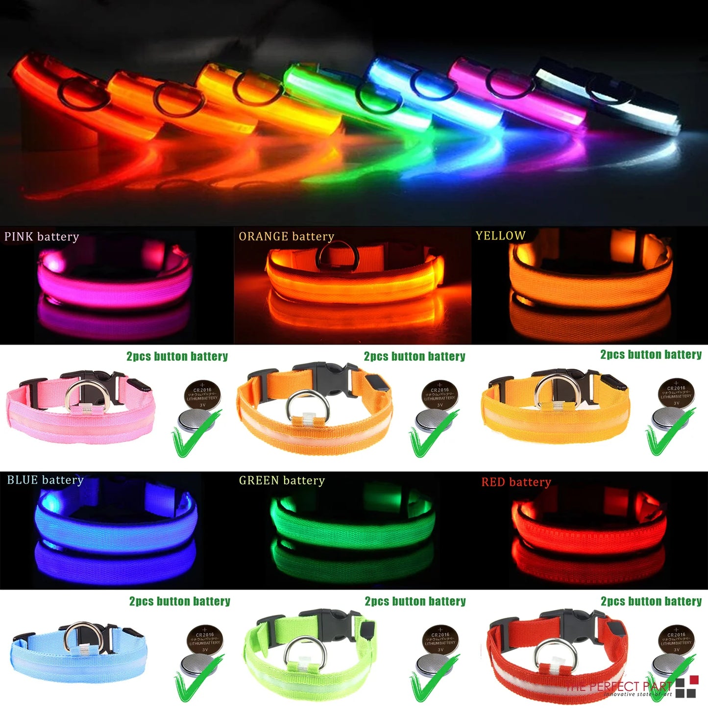 🐾 LED Light-Up Dog Collar — Adjustable, USB Rechargeable & Waterproof Pet Safety Collar | Blinking & Glowing Modes for Night Walks, Visibility & Style ✨