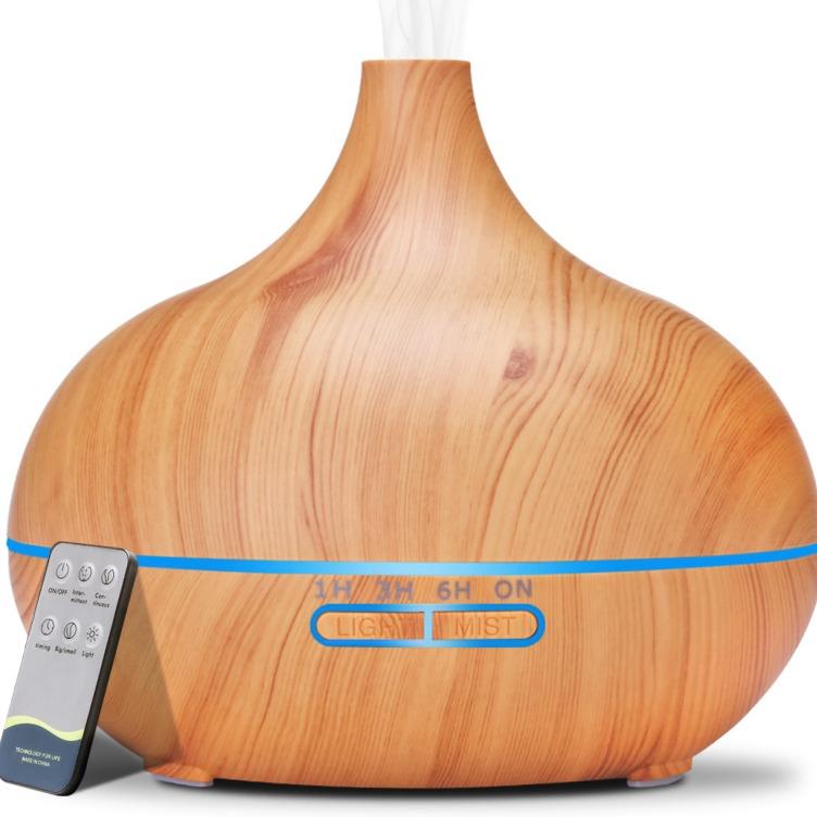 đż 550ml Essential Oil Diffuser for Large Rooms â Ultrasonic Aroma Diffuser with Remote Control, Timer, & 7-Color LED Light | Quiet Humidifier for Bedroom & Home Relaxation