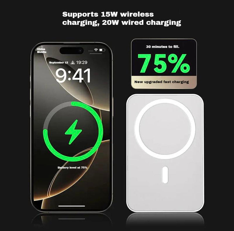 🔋 Magnetic Power Bank — MagSafe Wireless Portable Charger with Fast Charging | Compact Battery Pack for iPhone 12/13/14/15/16 Series (Plus & Pro Max Compatible)