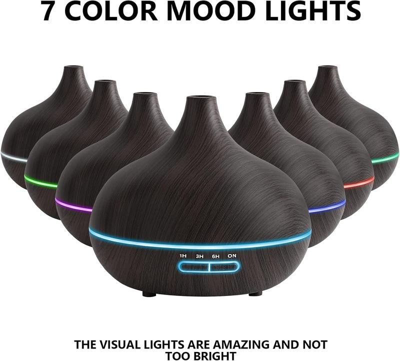 đż 550ml Essential Oil Diffuser for Large Rooms â Ultrasonic Aroma Diffuser with Remote Control, Timer, & 7-Color LED Light | Quiet Humidifier for Bedroom & Home Relaxation