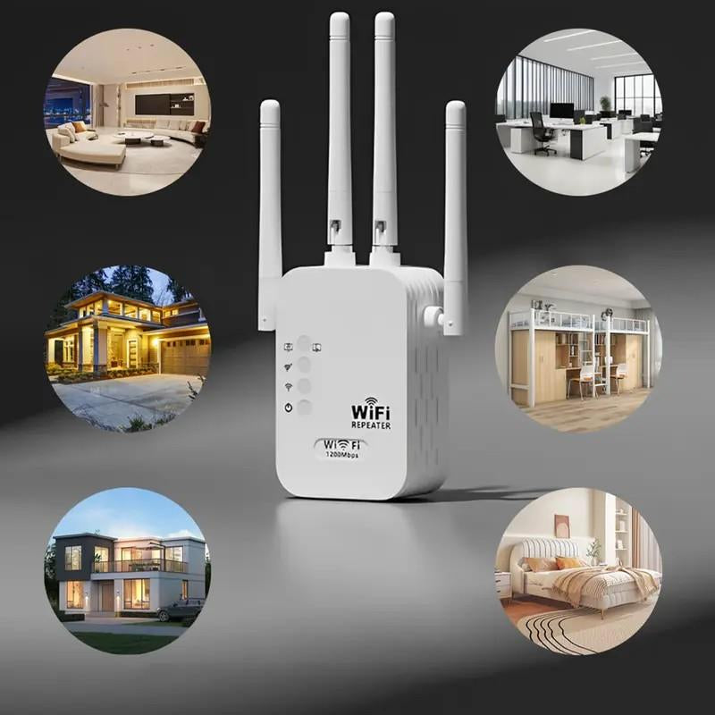 📶 2025 WiFi Extender — 1200Mbps Dual-Band (5GHz/2.4GHz) Internet Signal Booster | Covers Up to 10,000 Sq. Ft & 50 Devices | WiFi Repeater with Ethernet Port for Home & Office