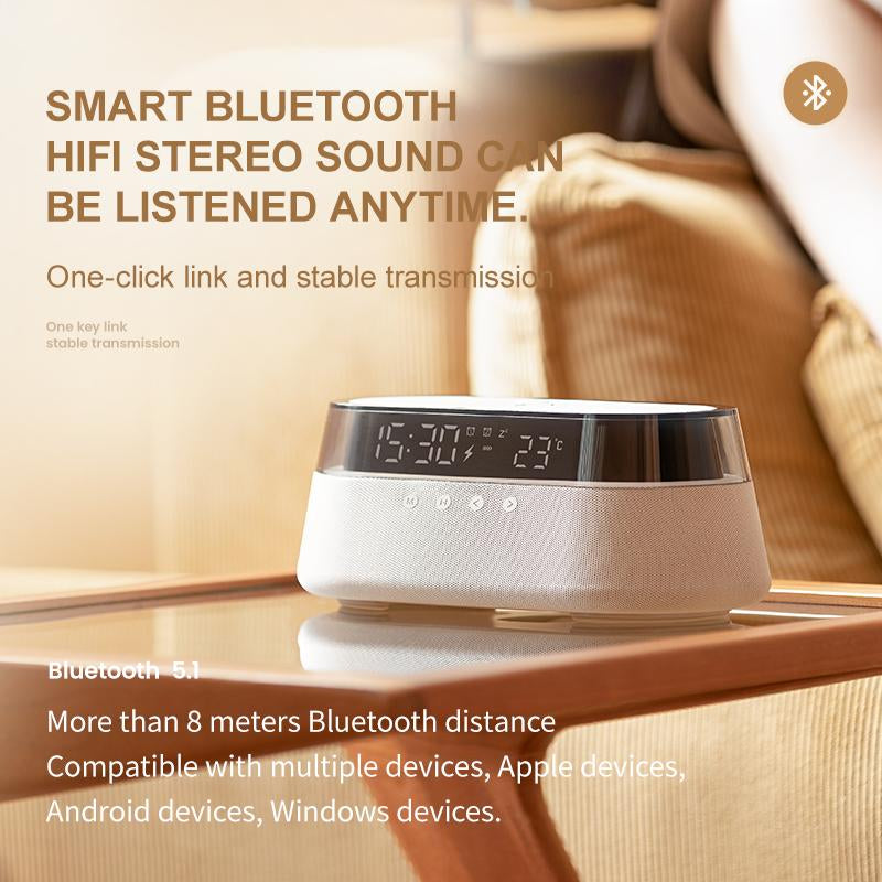 🎶 6-in-1 Wireless Bluetooth Speaker with 15W Fast Charger, LED Night Light & RGB Mood Lamp | Portable Home Pod Music Speaker for Bedroom, Desk & Smartphone Charging
