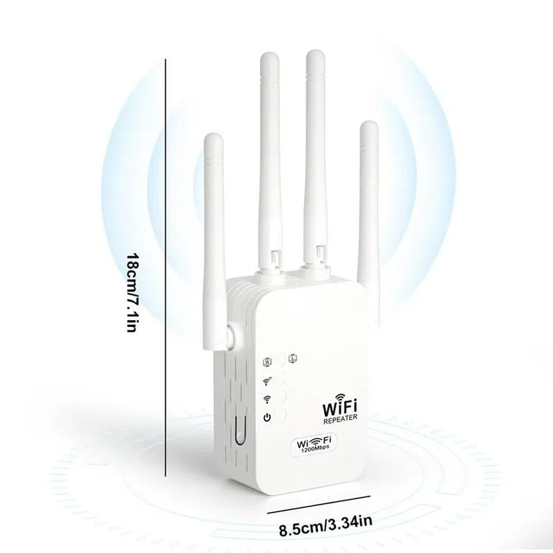 📶 2025 WiFi Extender — 1200Mbps Dual-Band (5GHz/2.4GHz) Internet Signal Booster | Covers Up to 10,000 Sq. Ft & 50 Devices | WiFi Repeater with Ethernet Port for Home & Office