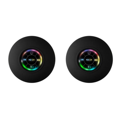 Mini Bluetooth Shower Speaker with LED Light, Portable IPX4 Waterproof, Hands-Free Speakerphone. Rechargeable Using Micro USB, Wireless Stereo for Beach, Shower & Home