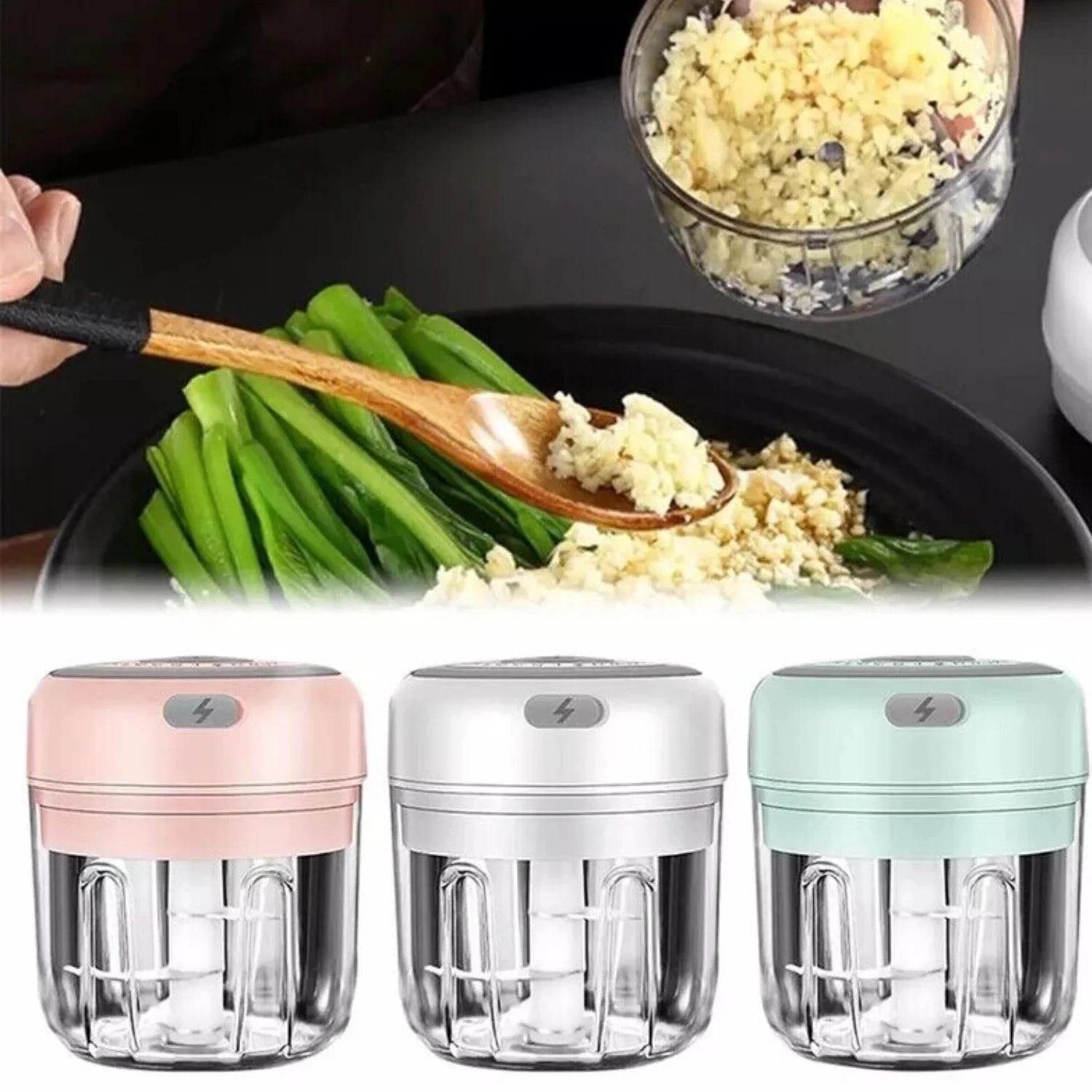 ⚡ Electric Mini Food Chopper — 300ML Garlic Press & Vegetable Grinder | Portable USB Rechargeable Blender for Chopping Onion, Chili, Fruit & Meat Effortlessly 🍴