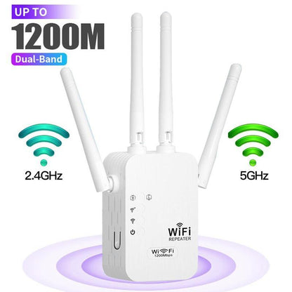 📶 2025 WiFi Extender — 1200Mbps Dual-Band (5GHz/2.4GHz) Internet Signal Booster | Covers Up to 10,000 Sq. Ft & 50 Devices | WiFi Repeater with Ethernet Port for Home & Office
