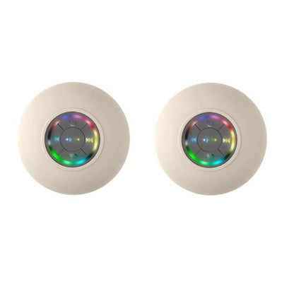 Mini Bluetooth Shower Speaker with LED Light, Portable IPX4 Waterproof, Hands-Free Speakerphone. Rechargeable Using Micro USB, Wireless Stereo for Beach, Shower & Home
