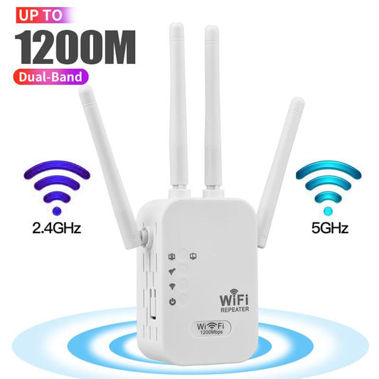 📶 2025 WiFi Extender — 1200Mbps Dual-Band (5GHz/2.4GHz) Internet Signal Booster | Covers Up to 10,000 Sq. Ft & 50 Devices | WiFi Repeater with Ethernet Port for Home & Office