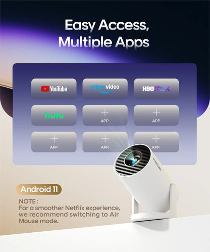 Projector 4K 1080P Supported with Wifi and Bluetooth, Portable Mini Projector, 180° Rotatable Home Theater, Compatible for Laptop, PC, Smartphone