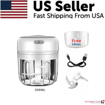 ⚡ Electric Mini Food Chopper — 300ML Garlic Press & Vegetable Grinder | Portable USB Rechargeable Blender for Chopping Onion, Chili, Fruit & Meat Effortlessly 🍴