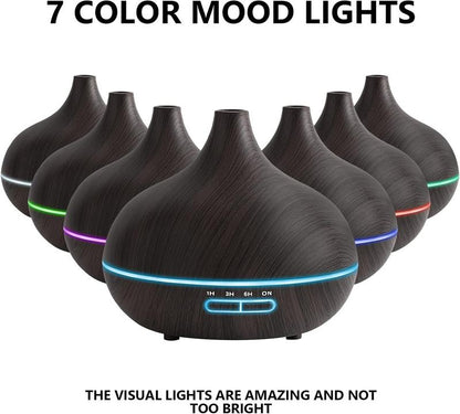 🌿 550ml Essential Oil Diffuser for Large Rooms — Ultrasonic Aroma Diffuser with Remote Control, Timer, & 7-Color LED Light | Quiet Humidifier for Bedroom & Home Relaxation