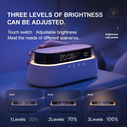 🎶 6-in-1 Wireless Bluetooth Speaker with 15W Fast Charger, LED Night Light & RGB Mood Lamp | Portable Home Pod Music Speaker for Bedroom, Desk & Smartphone Charging