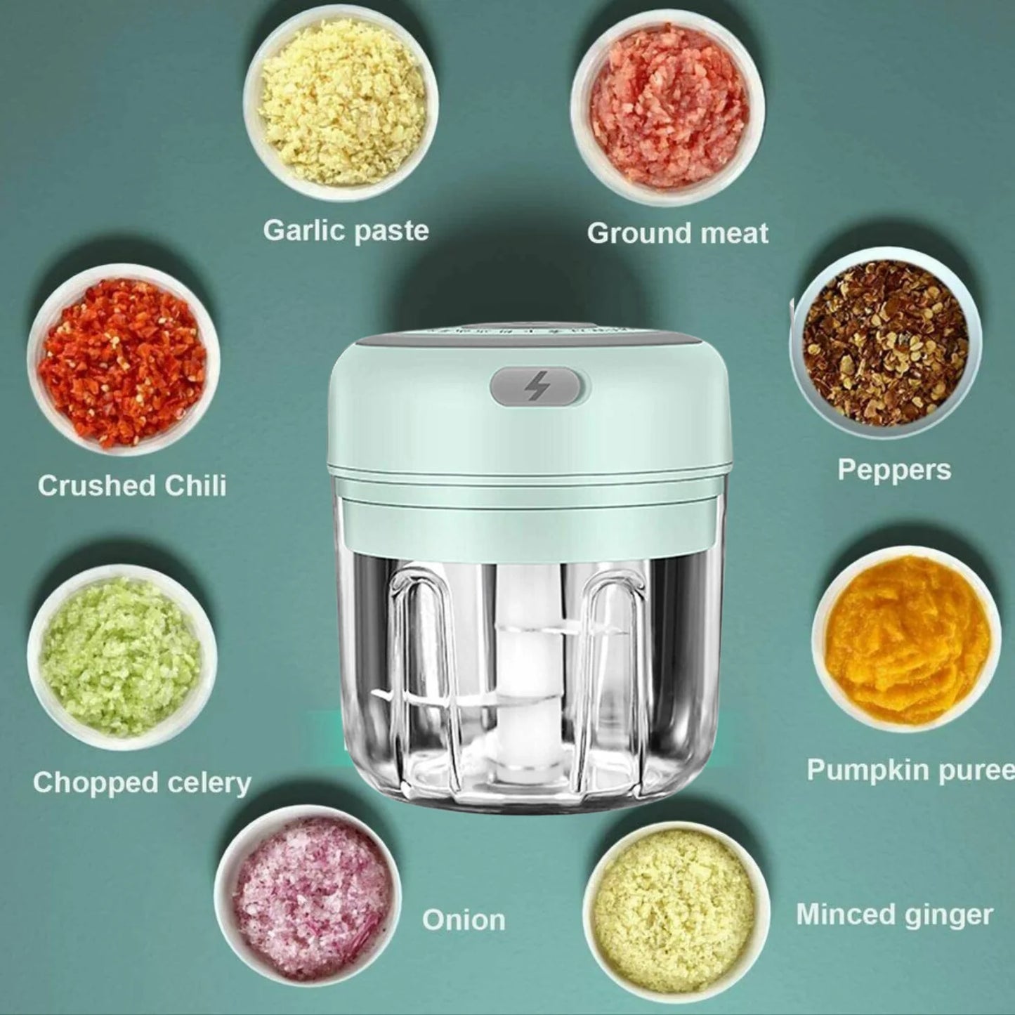 ⚡ Electric Mini Food Chopper — 300ML Garlic Press & Vegetable Grinder | Portable USB Rechargeable Blender for Chopping Onion, Chili, Fruit & Meat Effortlessly 🍴