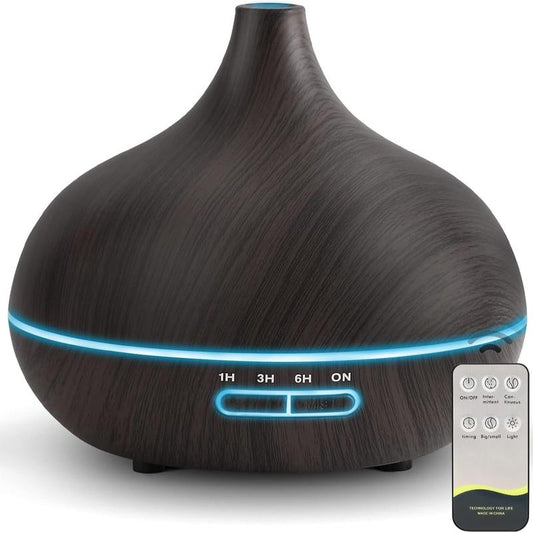 🌿 550ml Essential Oil Diffuser for Large Rooms — Ultrasonic Aroma Diffuser with Remote Control, Timer, & 7-Color LED Light | Quiet Humidifier for Bedroom & Home Relaxation