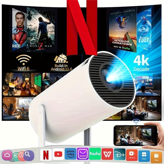 🎥 2025 Smart Mini Projector — Portable Wi-Fi 6 & Bluetooth 5.2 Home Theater | Built-In Streaming Apps, 180° Ceiling Projection, 1080P HD Display, Auto Keystone, Compact Travel-Friendly Design 🎬